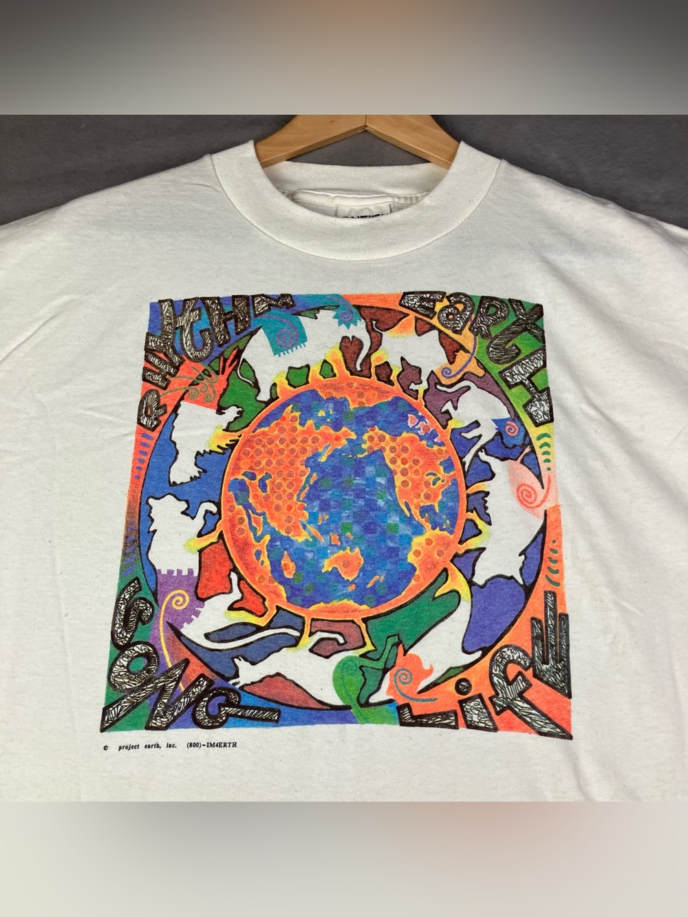 Vintage Project Earth Graphic T Shirt Size XXL Rhythm Song Life Art Oneita 90’s.